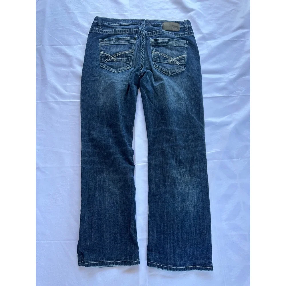 BKE Tyler Straight Leg Jeans Mens 33R Dark Wash Embroidered Pockets Denim Pants